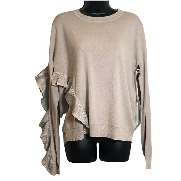 Lumiere Tops - Lumiere Kayla Shimmer Ruffle Sweater, Size Medium, NWT